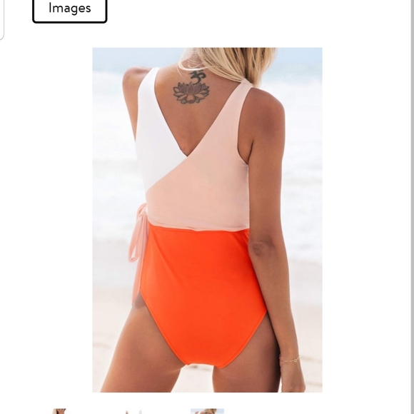 NWT Cupshe one-piece sz L, colorblock tie-waist - Picture 2 of 6